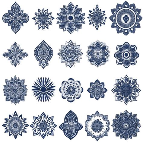 20 intricate blue mandala designs on a white background | Premium AI ...