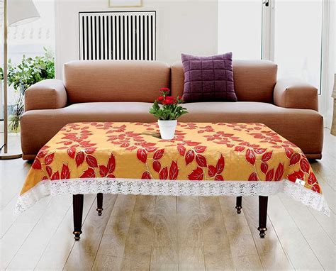 Kuber Industries Floral PVC 4 Seater Center Table Cover - Red ...