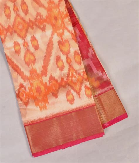 Buy Beige Pochampalli Silk Cotton Saree T555543