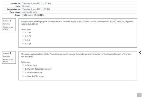 Assignment - 1 Attempt review Accounts - Question 1 Complete Mark 0 out ...