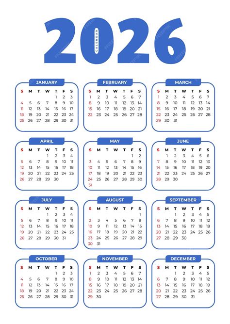 2026 basic calendar in white background | Premium Vector