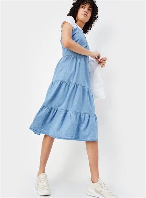 Buy Women Pinafore Denim Dress with T-shirt Online at just Rs. 1599.0 ...