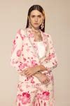 Buy Ivory Crepe Printed Botanical Lapel Collar Blazer And Sharara Set ...
