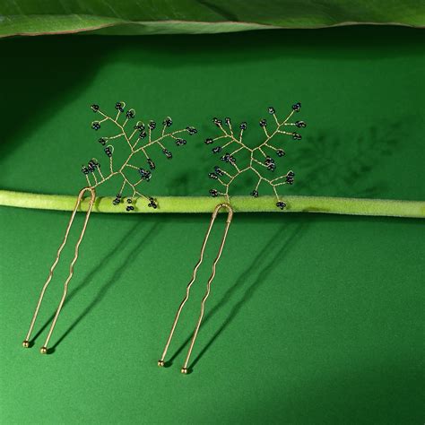 Buy Set Of 2 Blue Delicate Bead Leaf Hair Pin - Accessorize India