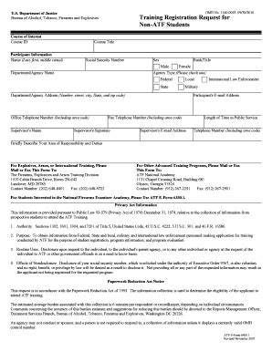 State And Local Training Registration Form - ATF - Fill and Sign ...