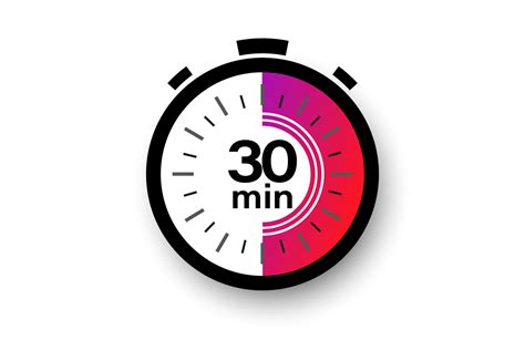 30 minutes timer. Stopwatch symbol in flat style. Editable isolated ...