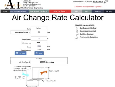 Air Change Rate Calculator | Adicot, Inc.