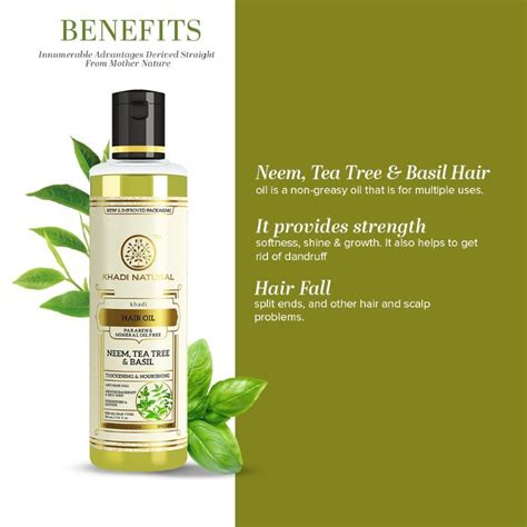 Buy Khadi Natural Neem Teatree & Basil Hair Oil Anti Dandruff Paraben ...