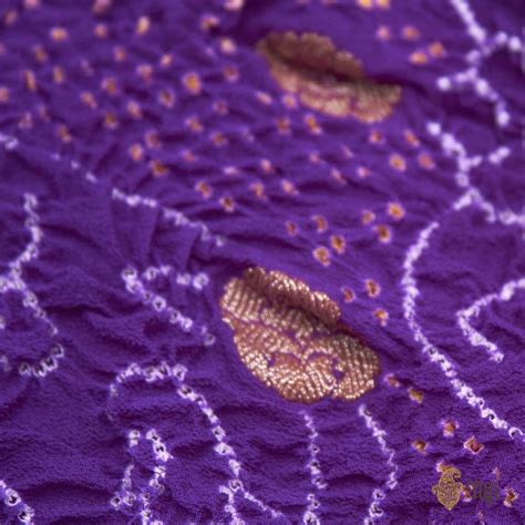 Purple Pure Georgette Banarasi Handloom Bandhani Dupatta - Tilfi