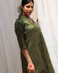 Shop Olive Handwoven Cotton Zari Kurta Set | New Launch