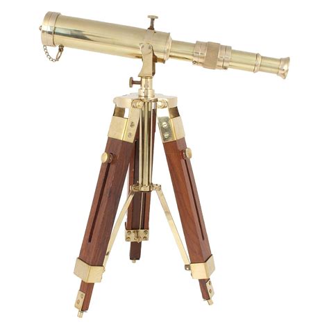 Wonder Craft Hub Vintage Solid Brass Telescope with Wooden Tripod Set ...