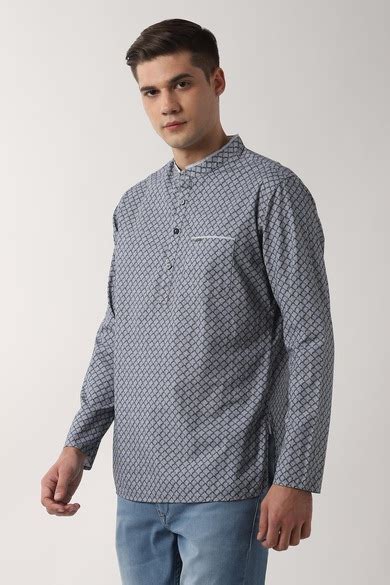 Buy Men Blue Print Ethnic Kurta Online - 393607 | Peter England