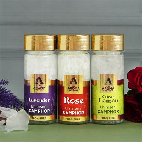 The Aroma Factory Pure Bhimseni Camphor, Lavender, Rose & Citrus Lemon ...