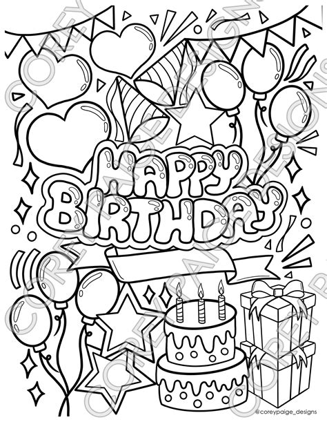 Happy Birthday Coloring Print Outs 50 Happy Birthday Coloring Pages: