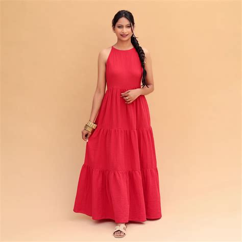 Noor Halter Neck Tiered Dress | Ash And Amber