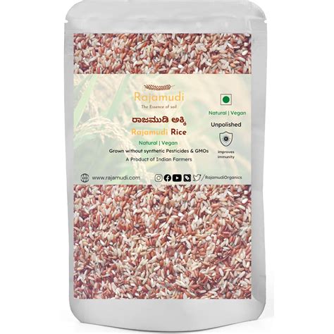 Rajamudi Organics- Authentic Red Rice (UnPolished) 1 kg - 100% ...