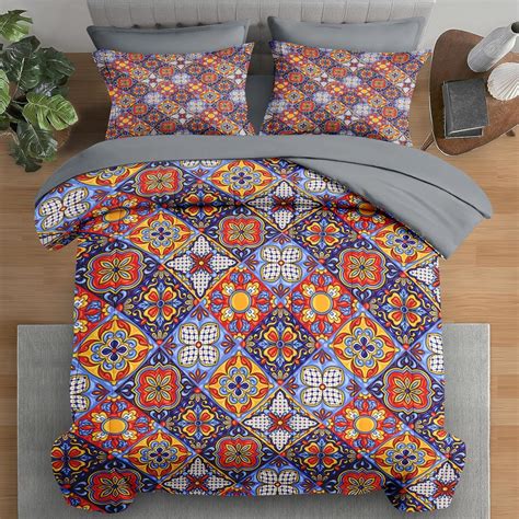 Amazon.com: Pamnest Comforter Set Queen Size, Mexican Talavera Ceramic ...