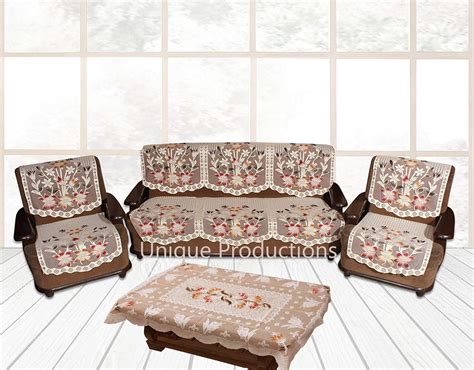 Unique Productions Net Fabric Print Code Line 5 Seater Sofa Cover Set ...