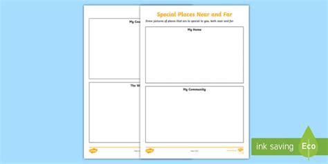 Special Places Near and Far Drawing Worksheet / Worksheet