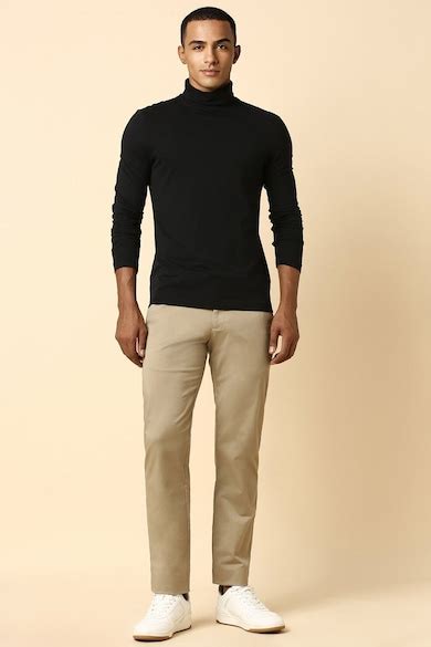 Buy Men Khaki Slim Fit Solid Casual Trousers Online - 953705 | Allen Solly