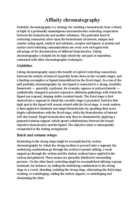 Affinity chromatography - Affinity chromatography Partiality ...