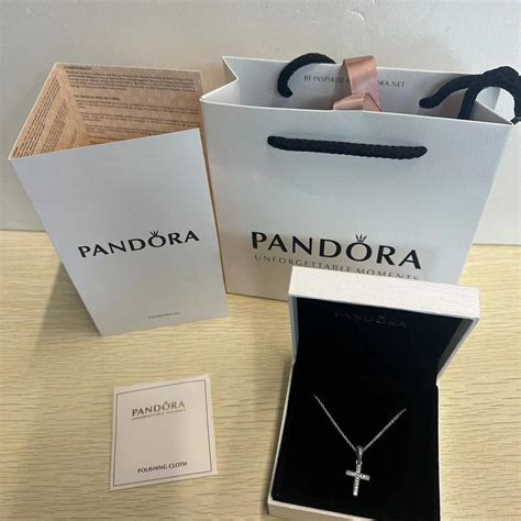 Pandora Cross Necklace Length 45cm Material 952... - Depop