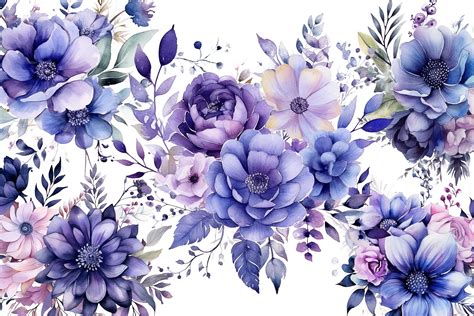 Watercolor Indigo and Purple Flowers Graphic by Nayem Khan · Creative ...