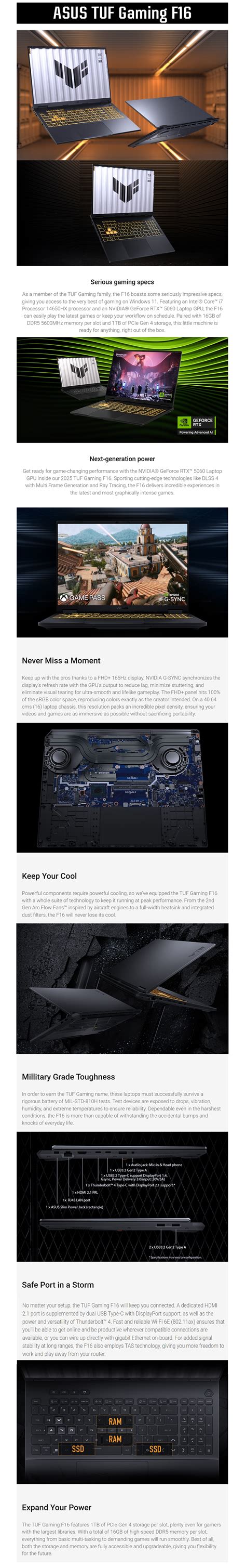 Buy Asus TUF F16 FX608JMR-RV049WS Gaming Laptop (Intel Core i7 14650HX ...