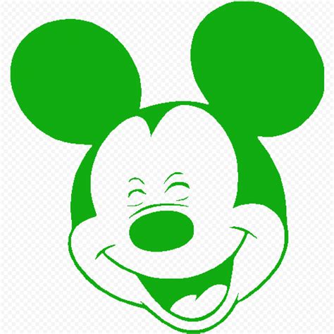 Transparent Mickey Mouse Face Green Silhouette | Citypng