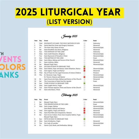 Free Printable Liturgical Calendar 2025 - Jace Printable