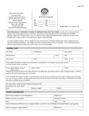 Fillable Online laborcommission utah utah antidiscrimination charge of ...
