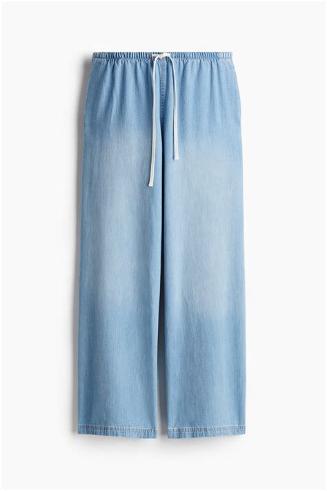 Women's Light denim blue Denim Drawstring Pants | H&M CA