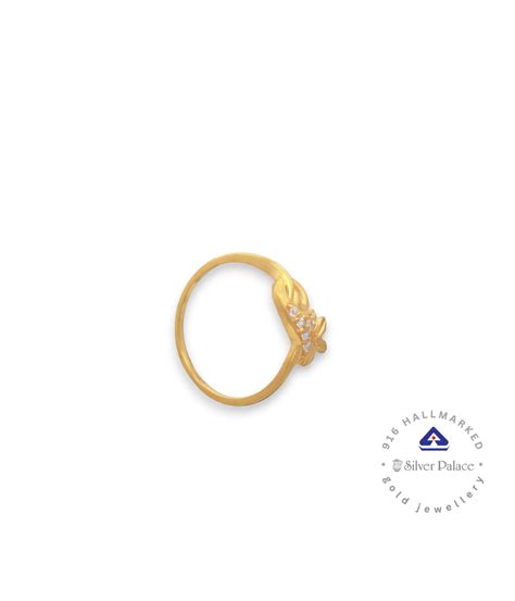 Kanche Collections Floral Design & Cz Stone Studded With 22kt Gold Ring ...