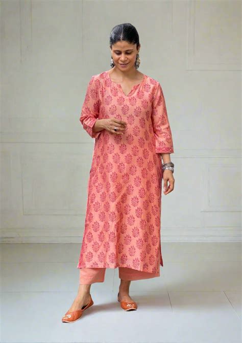 Handloom Hand Block Printed Chanderi Silk Kurta Set – Chakori Ethnic