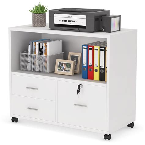 Buy Mobile File Cabinet with Open Shelves and 3 Drawer Tribesigns Home ...