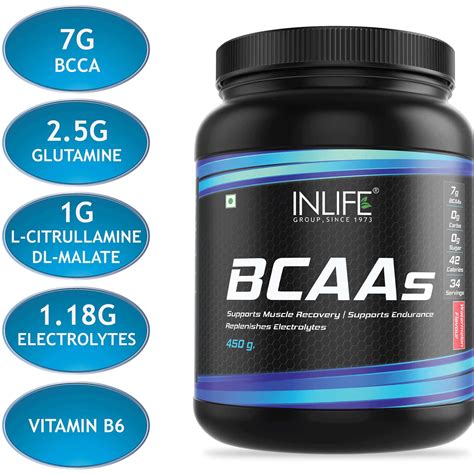 Buy INLIFE BCAA SUPPLEMENT 7G AMINO ACIDS INSTANTIZED FOR PRE POST ...