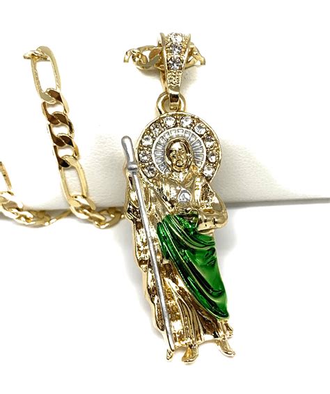 Gold Plated Saint Jude Pendant Necklace Chain San Judas Tadeo Jewelry ...