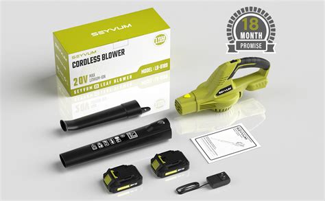 SEYVUM Leaf Blower, 20V Cordless Blower with 2 x 2.0Ah Battery ...