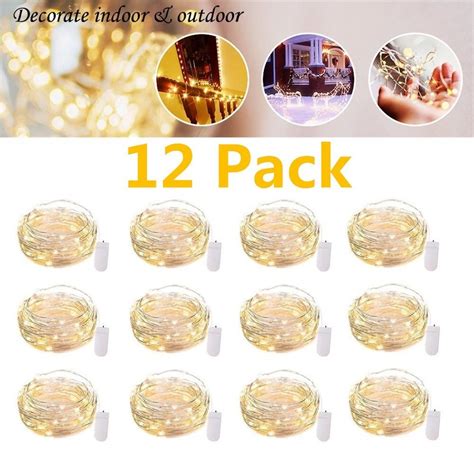 12 Pack Led Fairy Lights Battery Operated String Wire 7 Feet 20 Firefly ...
