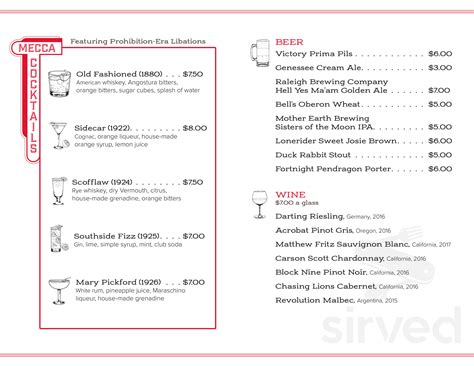 Menu - Raleigh NC's Mecca Restaurant | Sirved