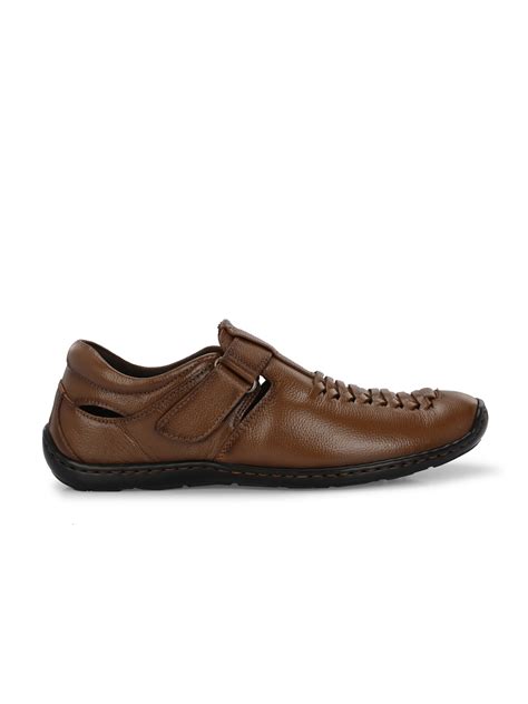 Hitz Men's Tan Leather Shoe Style Sandals with Velcro Closure – Hitz ...