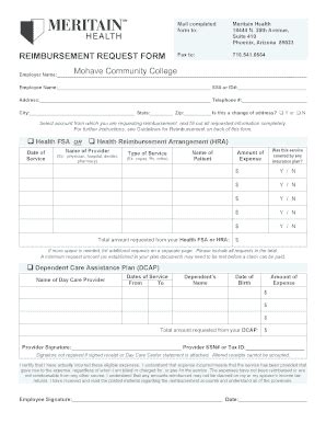 Fillable Online mohave meritain health reimbursement request form ...