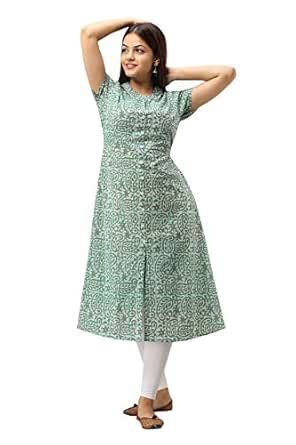 Buy SVARCHI Women's ankle-length Kurta Dress (56VDKOL33GRN-Free-Size ...