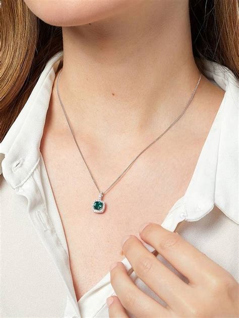 Jools by Jenny Brown Cubic Zirconia Square Halo Pendant Necklace