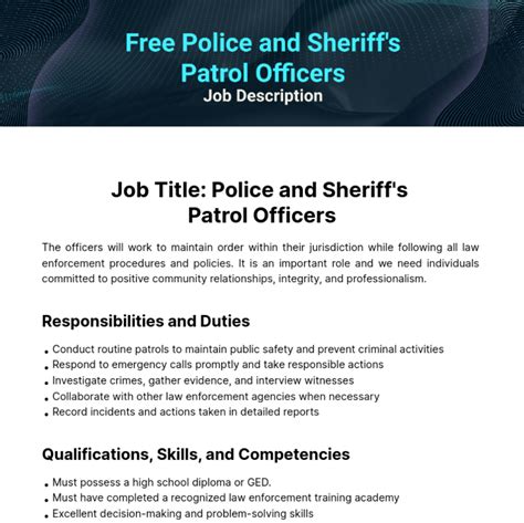 Free Police and Sheriff's Patrol Officers Job Description Template to ...