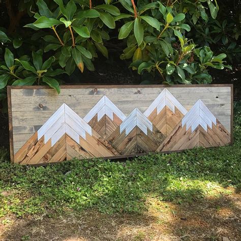 X-Large Five Rustic Wood Mountains Wall Art | Etsy | Mountain wood wall ...