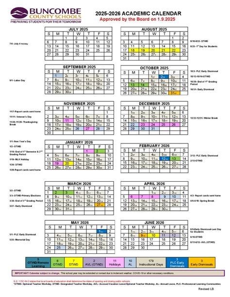 Buncombe County Schools Calendar 2025-2026