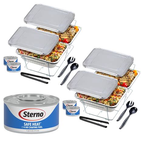Sterno Disposable Chafing Dish Buffet Set, 4-Hour Food Warmers for ...