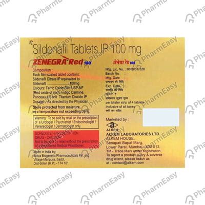 Zenegra Red 100 Tablet: Uses, Side-effects, Price, Dosage & More Info ...
