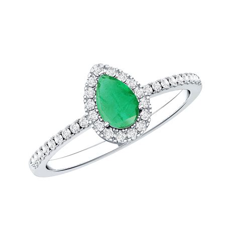 Teardrop Emerald Ring with Diamond Halo ( AAA Quality) - Ready to Gift ...